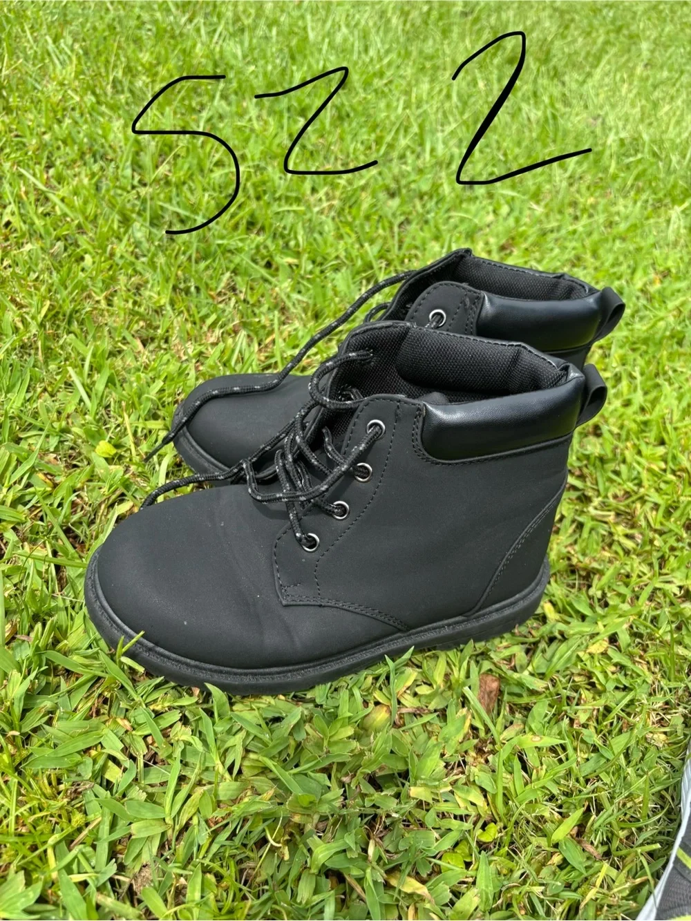 Kids Black Lace-Up Ankle Boots